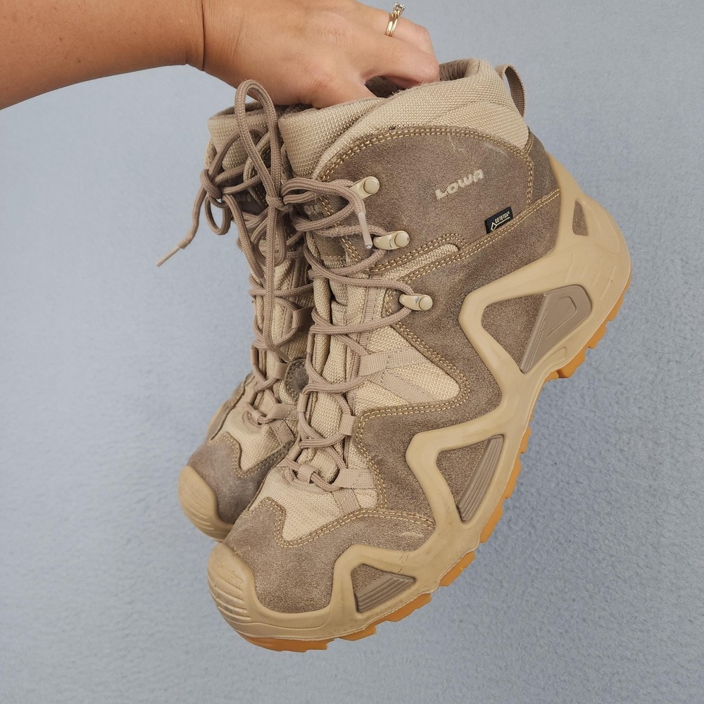 LOWA Zephyr GTX Mid TF Boots Mens Size 14 Beige Suede Gore-Tex Tactical Combat